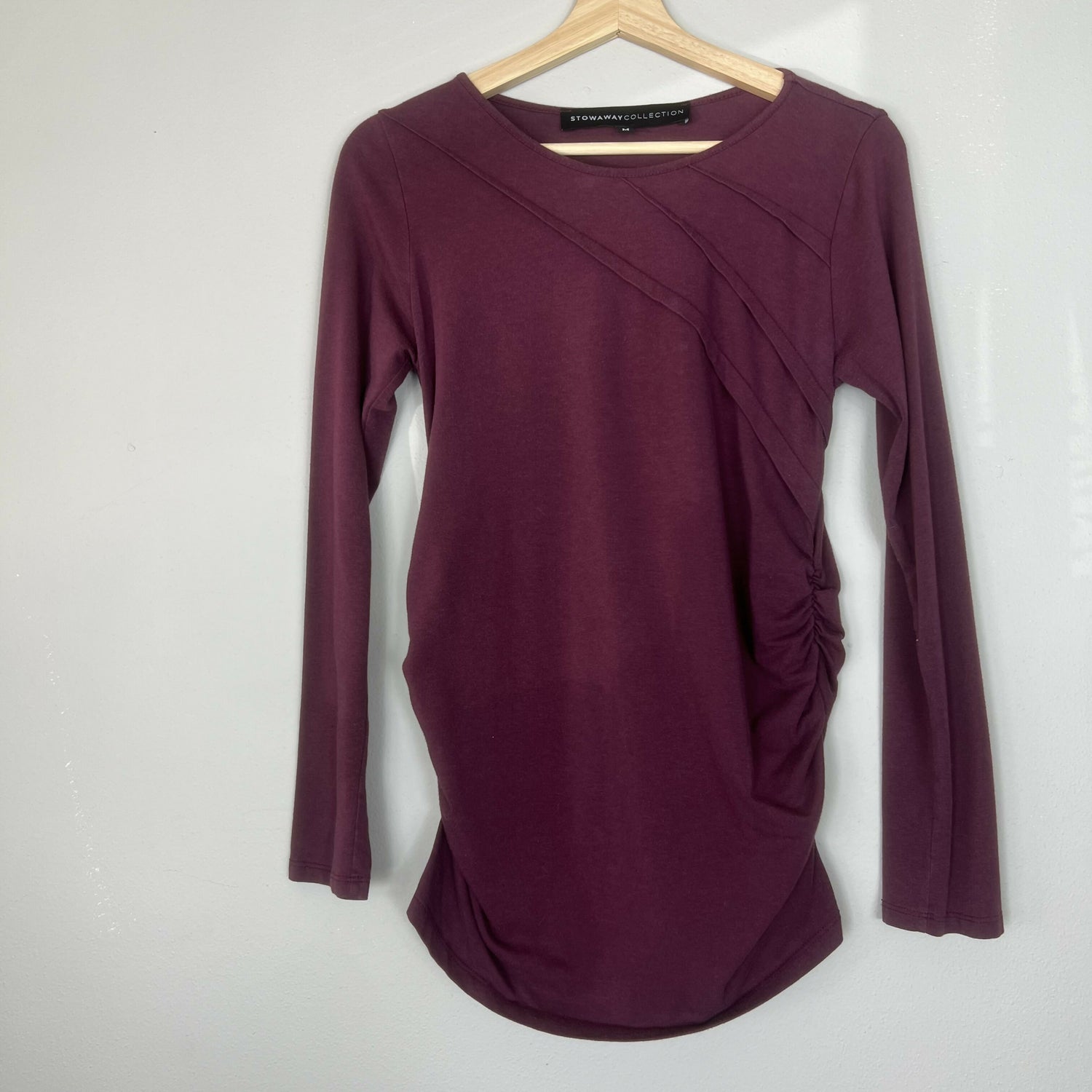 Stowaway Sunburst Maternity Top Burgundy Purple Medium