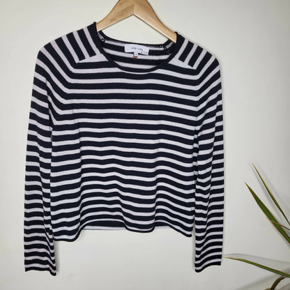John &amp; Jenn Crew Neck Long Sleeve Striped Sweater - Stripes - Black Multi