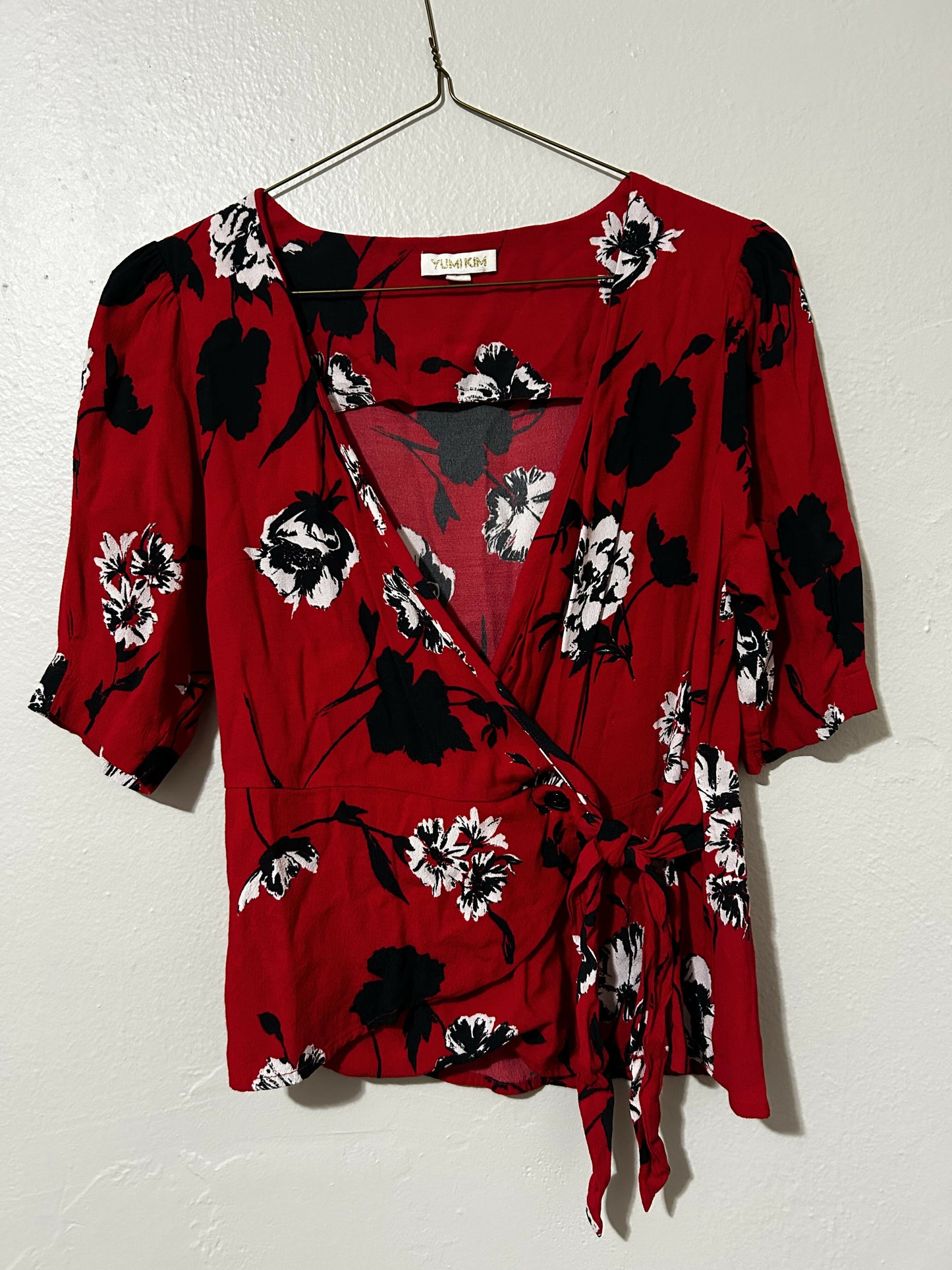 Yumi Kim Half Sleeve Paige Wrap Blouse - Floral - Red Multi/Floral Tango Red-L