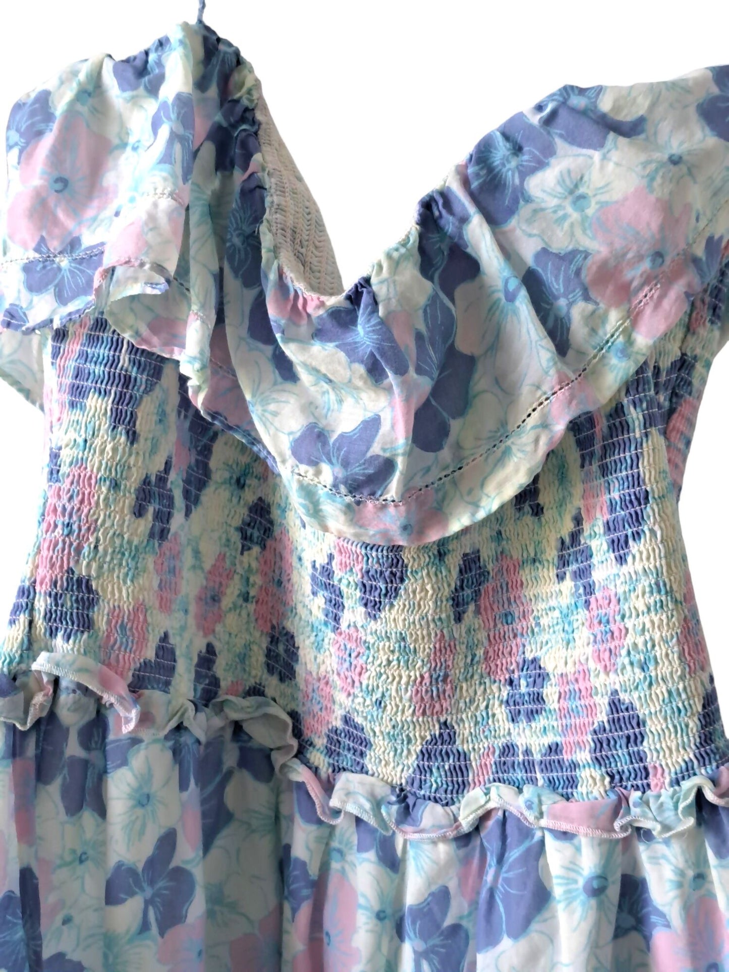 Kisuii Cosima Smocked Dress - Floral - Blue Multi - M