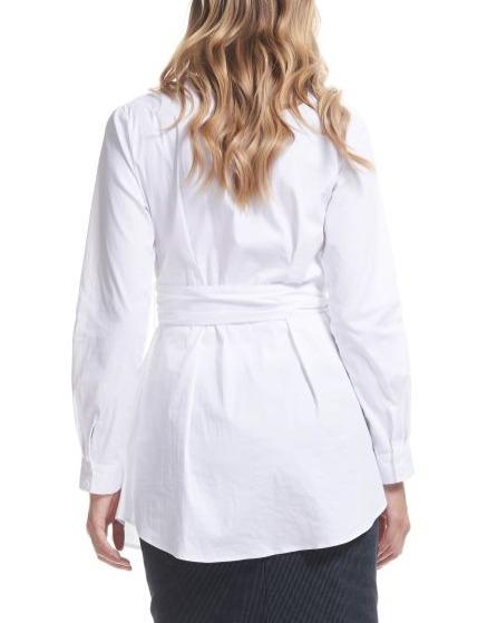 Soon Maternity Maternity Wrap V-Neck Dress Shirt - White - SM