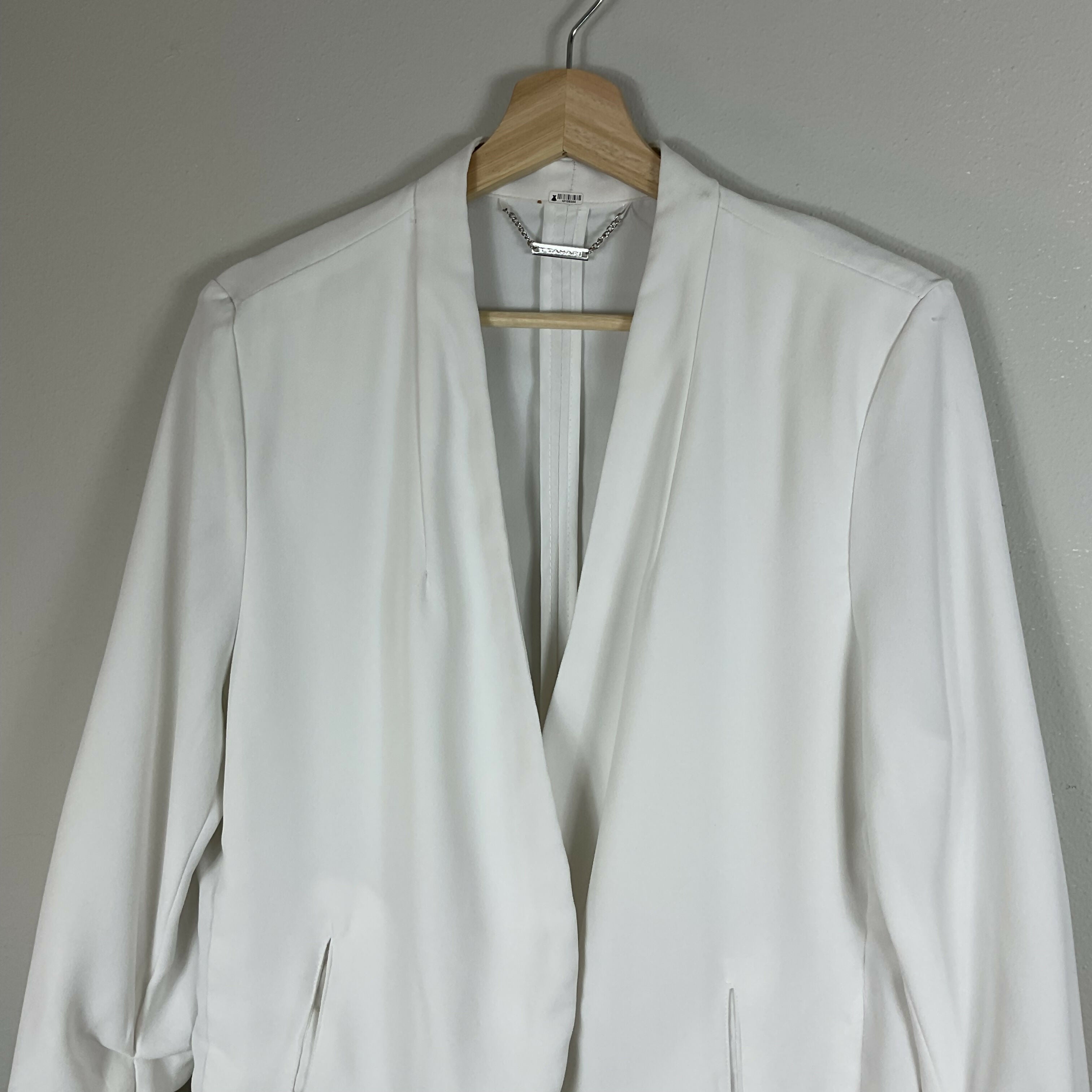 T Tahari Ruched Sleeve Blazer - White - XL