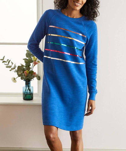 Boden Mabel Sweatshirt Dress - Stripes - Blue Multi/Summit - 8