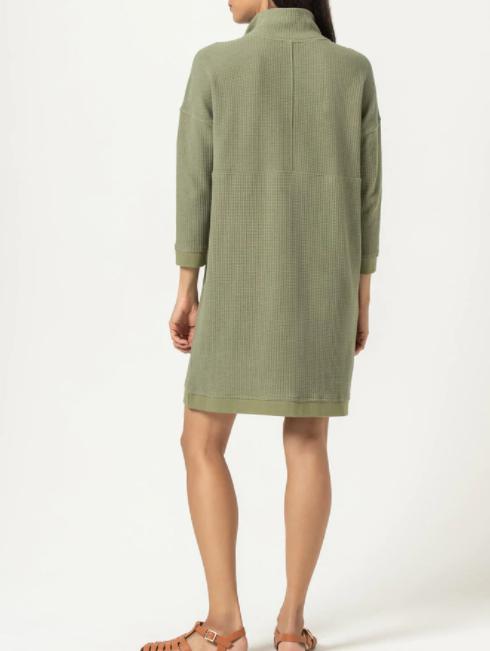 Lilla P Half-Zip Waffle Knit Dress - /Green