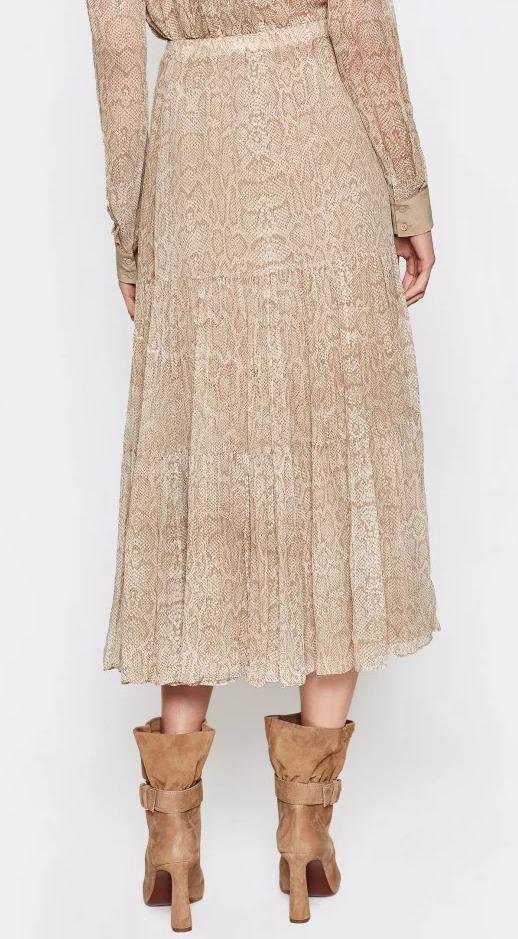 Joie Pealle Tiered Midi Skirt - Animal - Beige Multi/Gravel