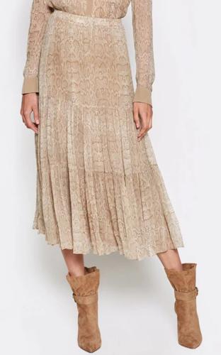 Joie Pealle Tiered Midi Skirt - Animal - Beige Multi/Gravel - S