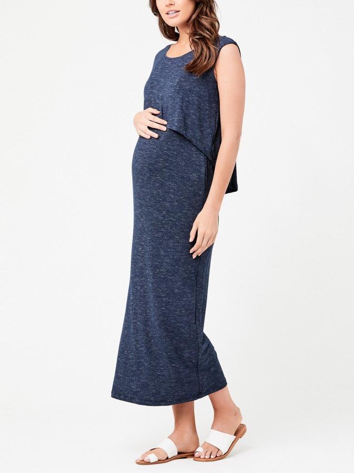 Ripe Maternity Maternity Nursing Sleeveless Maxi Dress - /Blue