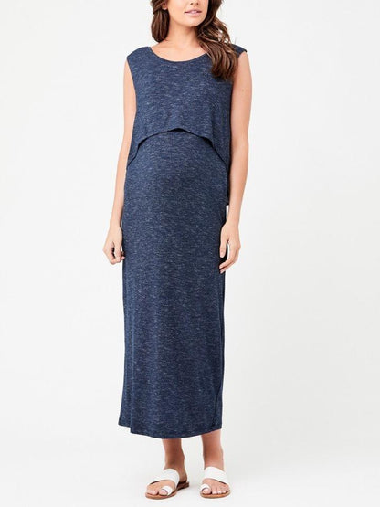 Ripe Maternity Maternity Nursing Sleeveless Maxi Dress - /Blue