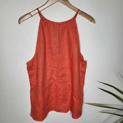 Boden Strappy Halterneck Linen Top - /Orange