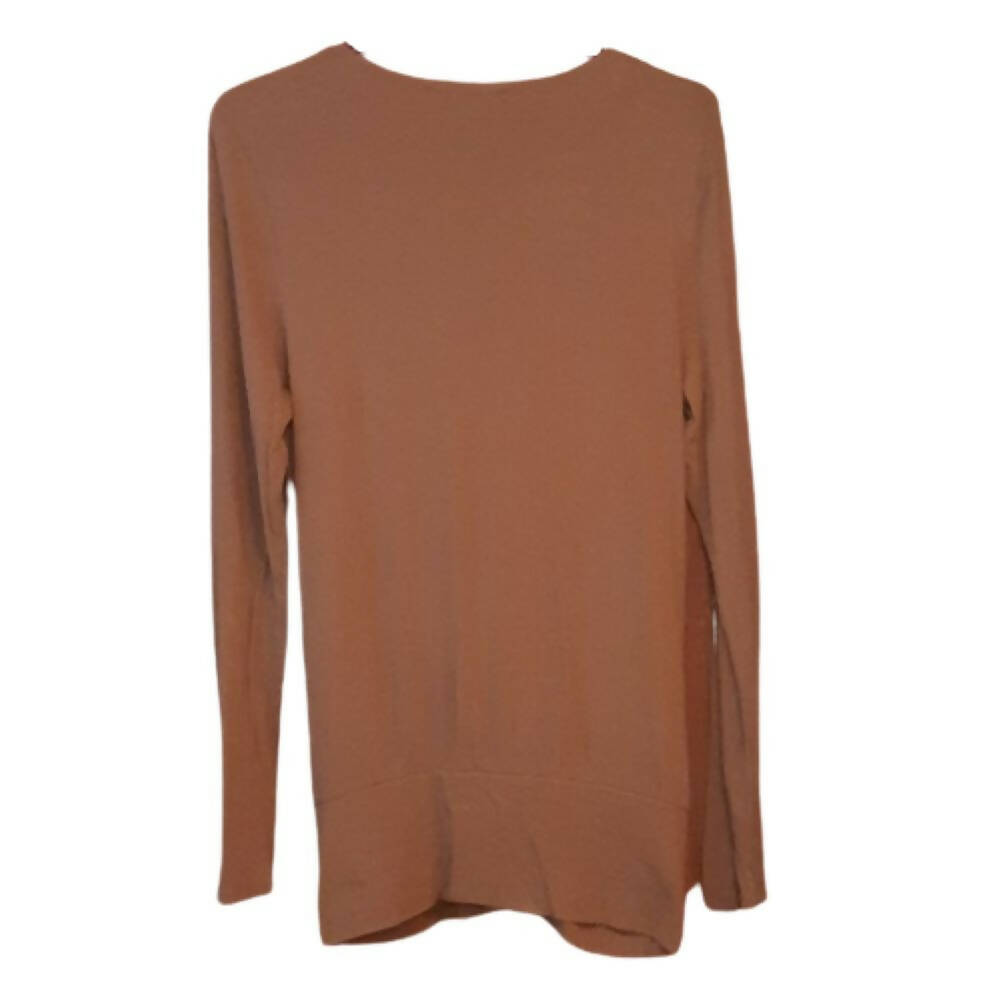 BCBG Maxazria Long Sleeve Crossover Front Knit Top - /Beige