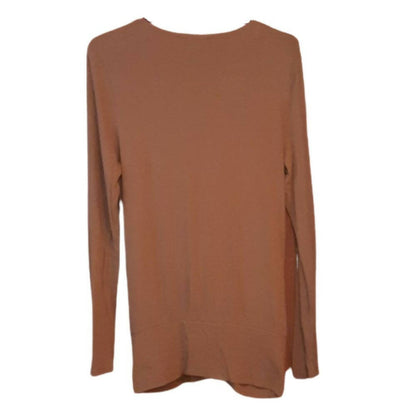 BCBG Maxazria Long Sleeve Crossover Front Knit Top - /Beige