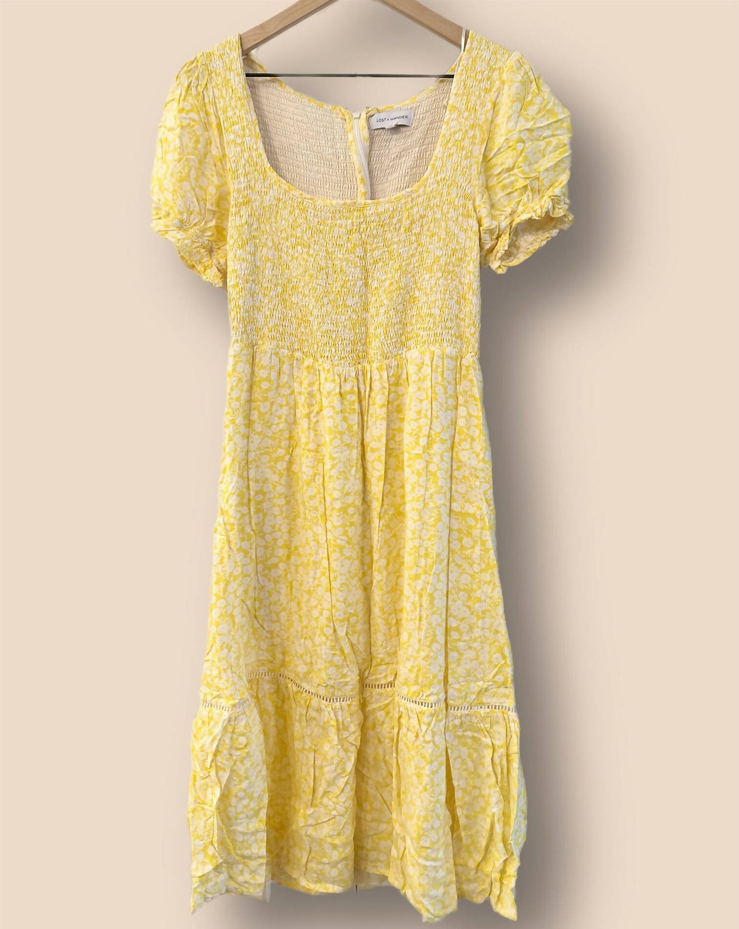 Lost + Wander Sweet Summer Daze Midi Dress - Floral - Yellow Multi/Yellow White Floral