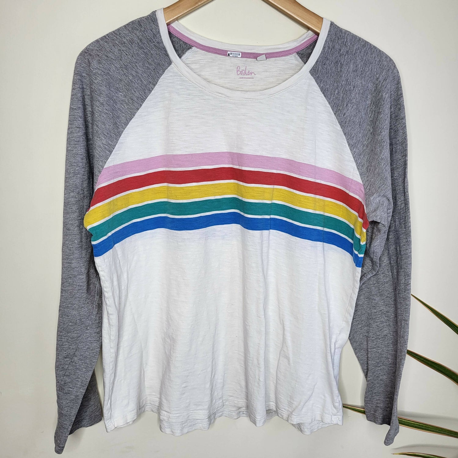 Boden Lorna Baseball Jersey Tee - Stripes - White Multi/Multi Placement Stripe