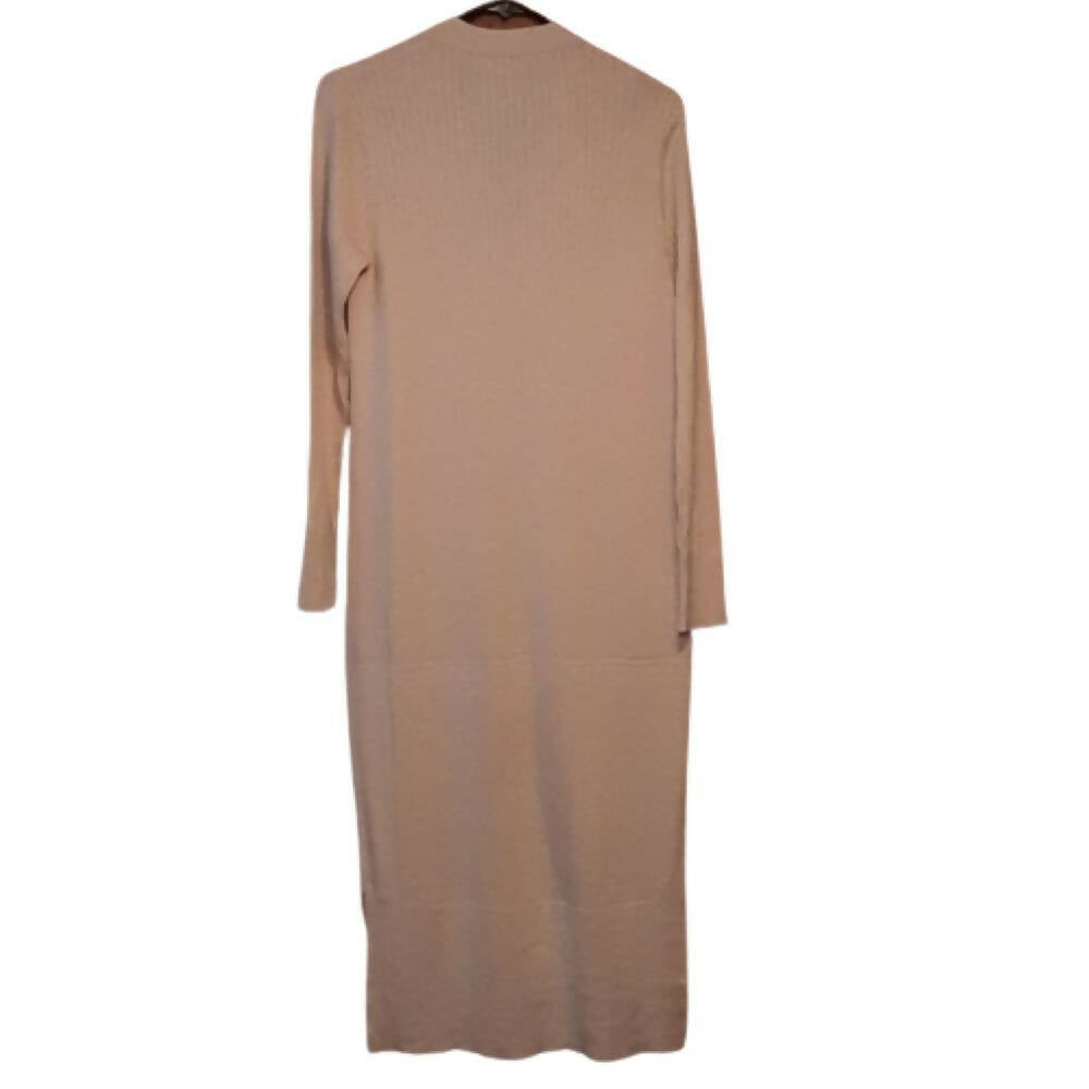 Brass The Ribbed Cardigan Sweater Dress - /Beige