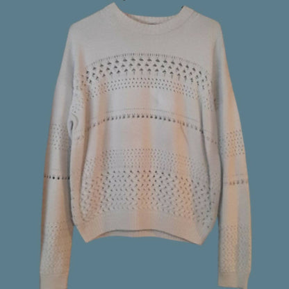 French Connection Long Sleeve Open Knit Sweater - /White