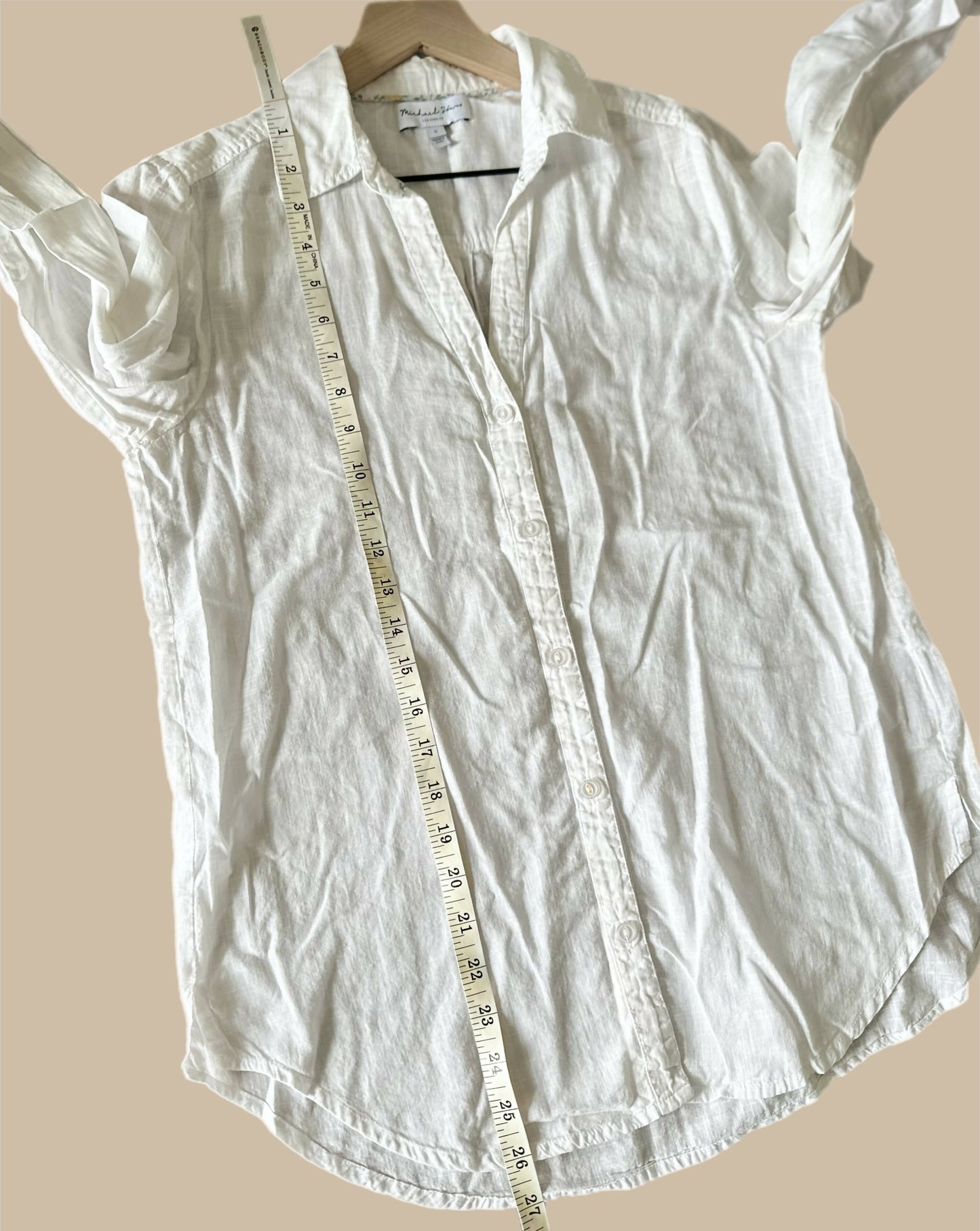 Michael Stars Joanna Lightweight Button Down Shirt - White