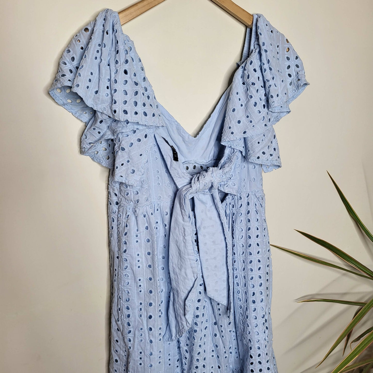 Eloquii Eyelet Dress With Sheer Detail - Eyelet - Blue/Skyride