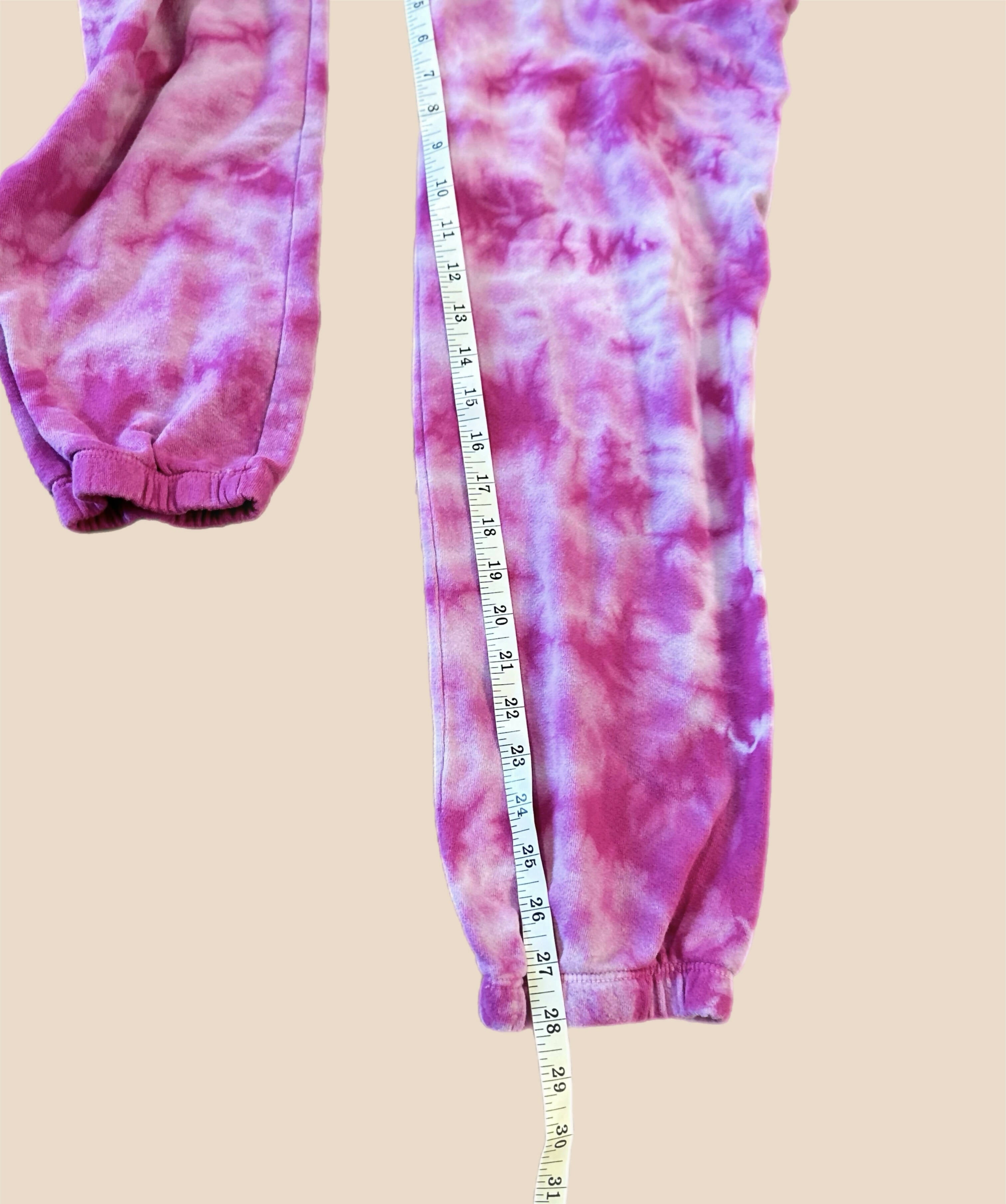 Monrow Crystal Boyfriend Sweatpant - Tie Dye - Pink Multi/Fuchsia