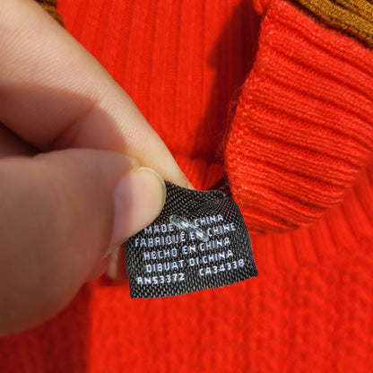 FRENCH CONNECTION Colorblock Turtleneck In Ginger/ Raspberry