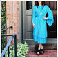 Boho Beautiful Turquoise Midi ~ Bell Sleeves ~ Lettuce Trim Tiered Ruffles ~ NEW