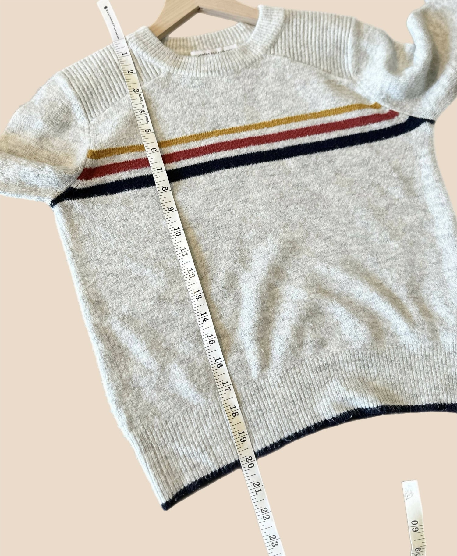 Cupcakes and Cashmere Button Detail Long Sleeve Pullover - Stripes - Gray Multi/Heather Ash