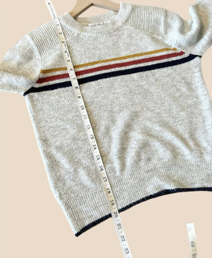 Cupcakes and Cashmere Button Detail Long Sleeve Pullover - Stripes - Gray Multi/Heather Ash