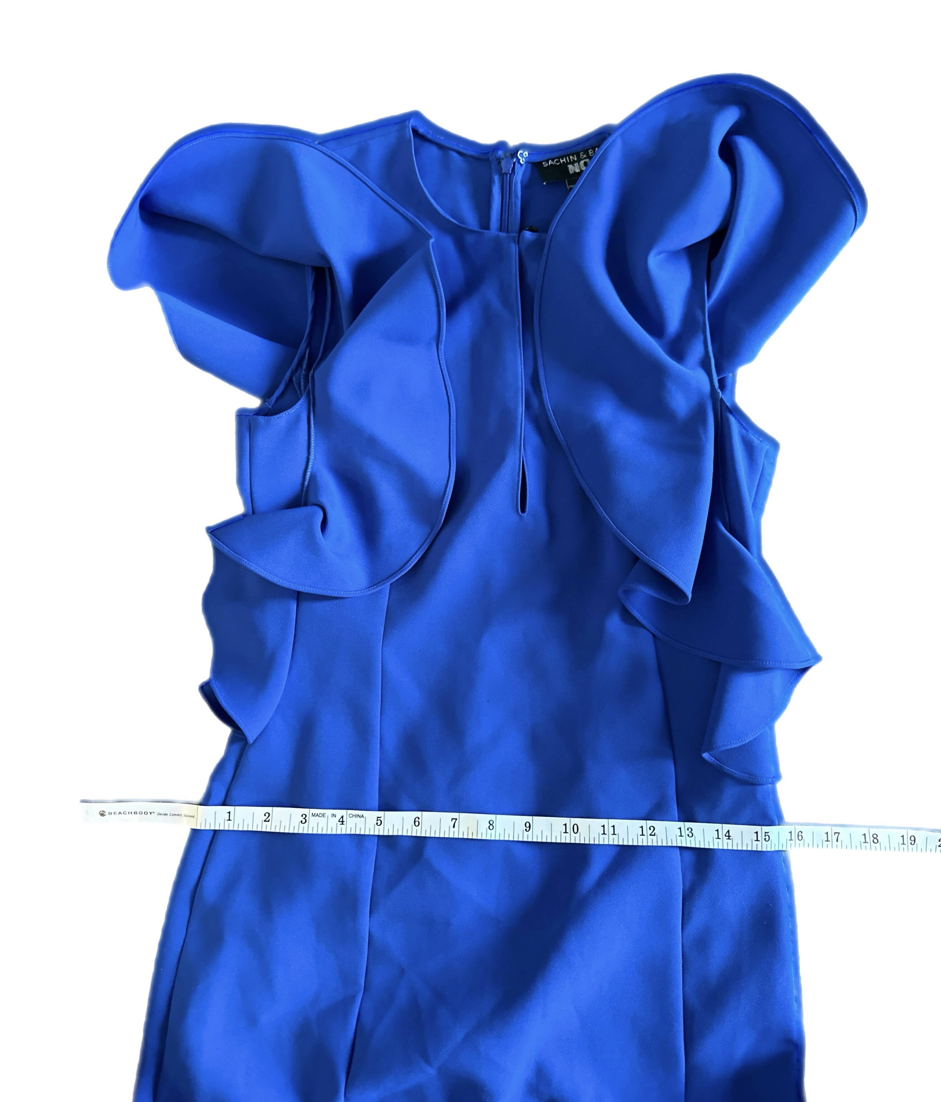 Sachin &amp; Babi Noir Keyhole Ruffle Trim Royal Blue Dress