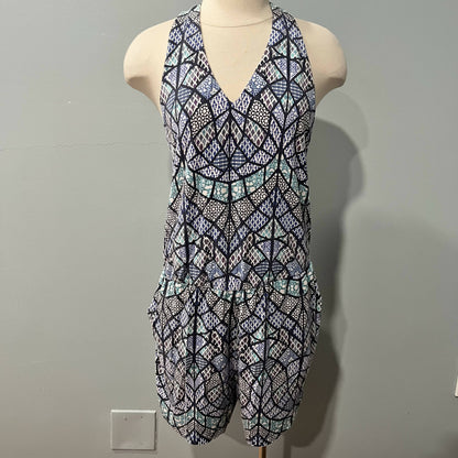 Tart Geometric Sleeveless Halter V-Neck Romper