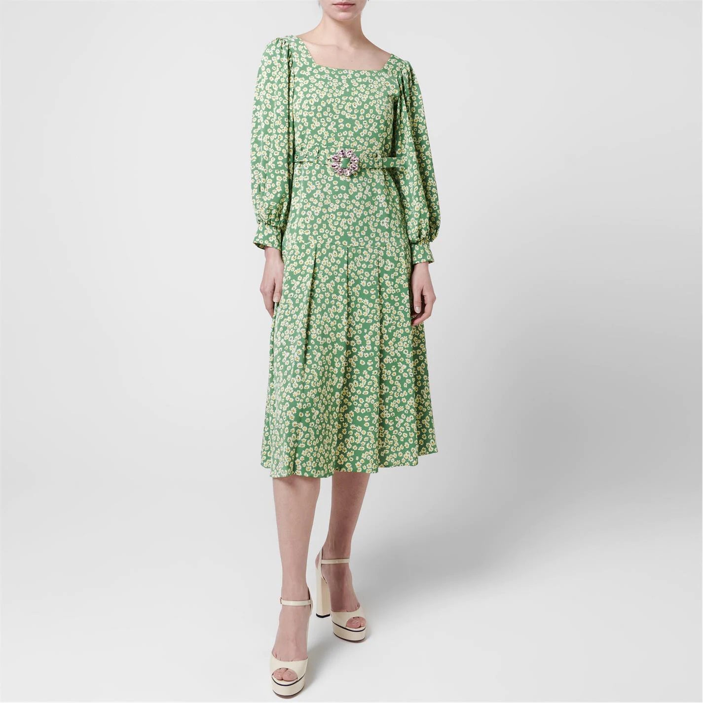 Cherish Floral Midi Dress with Belt