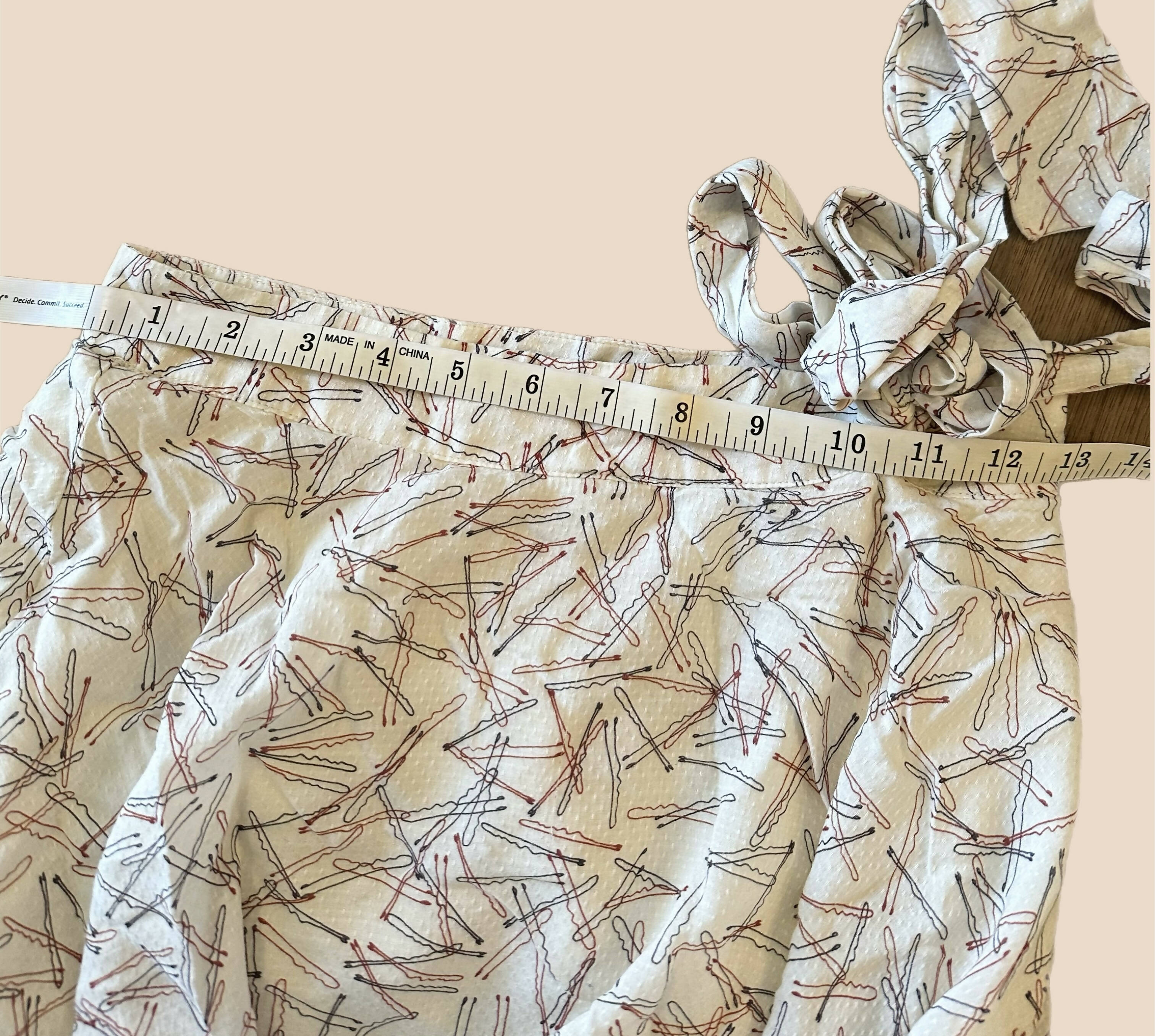 Paper Crown High-Rise Bobby Pin Print Ruffle Skirt - Abstract - White Multi