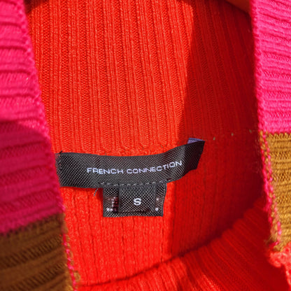 FRENCH CONNECTION Colorblock Turtleneck In Ginger/ Raspberry