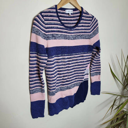 John &amp; Jenn Long Sleeve Ribbed-Knit Striped Sweater - Stripes - Blue Multi