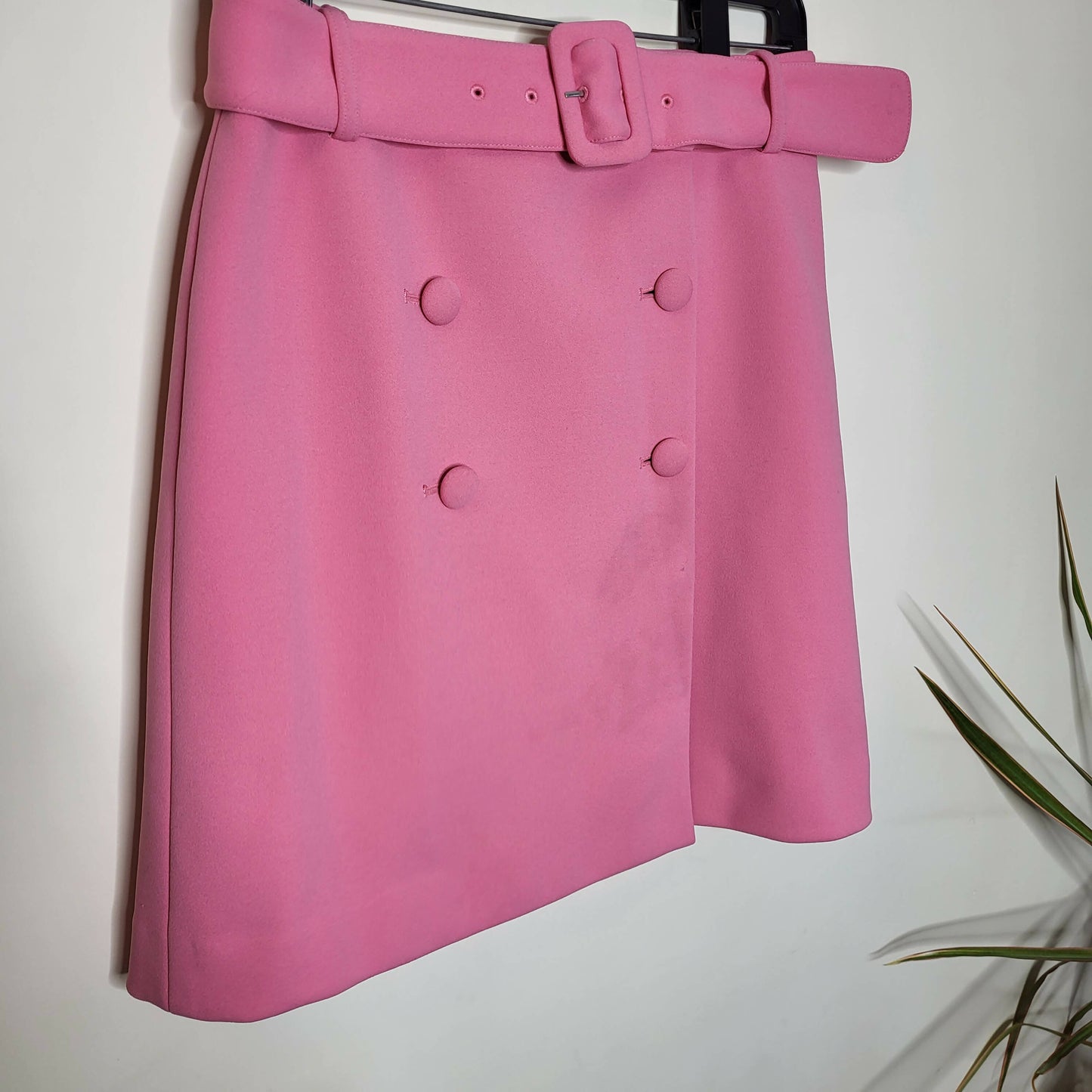 Boden Belted Four-Button A-Line Skirt - Abstract - Pink/Crayon Pink