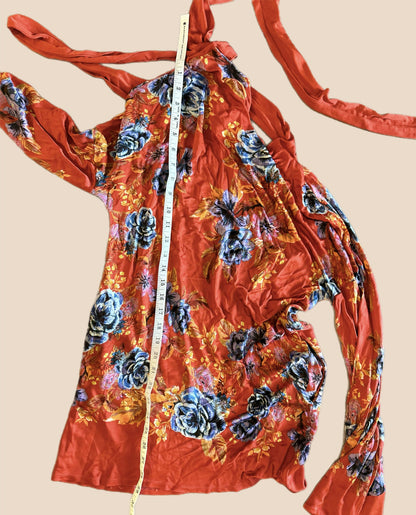 Free People Long Sleeve Tie-Back Floral Dress