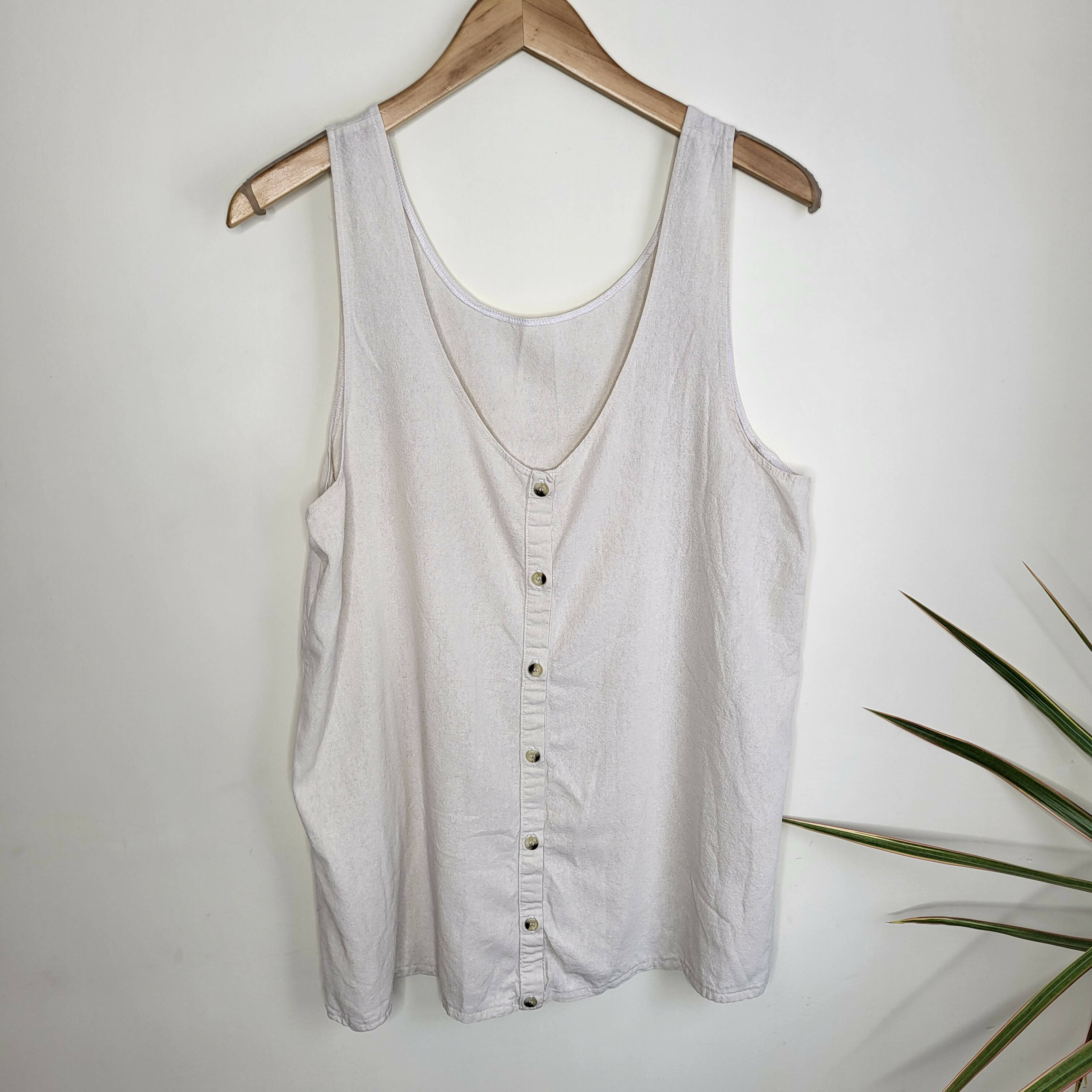 LACAUSA Upcycled Sleeveless Raw Hem Silk Tunic - /White