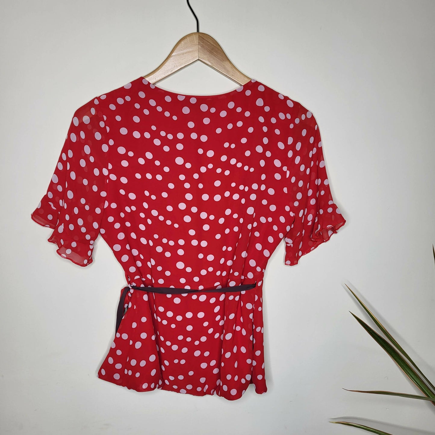 Lea & Viola Polka-Dot Wrap Blouse - Polka Dot - Red Multi