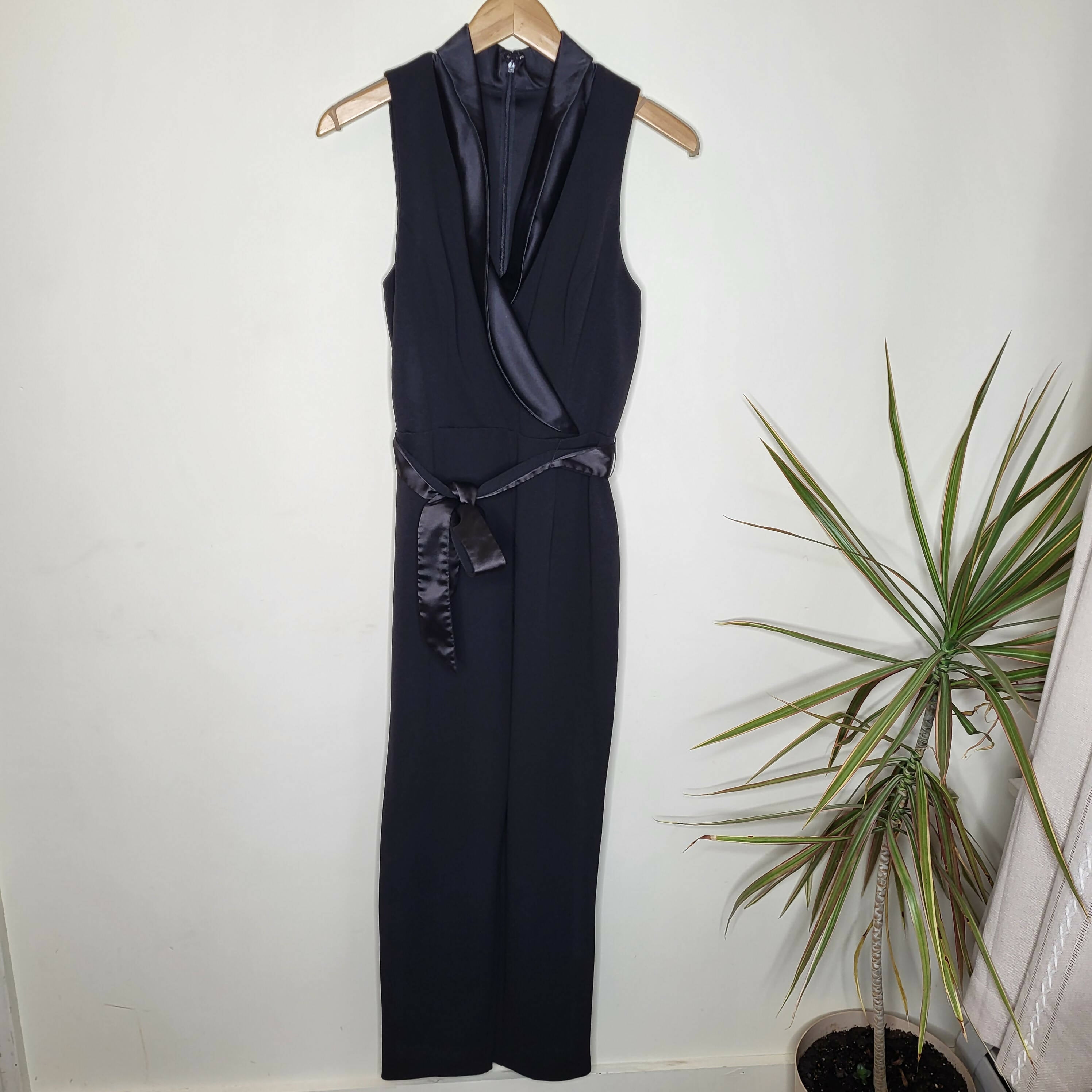 Adrianna Papell Sleeveless V-Neck Wrap Front Jumpsuit - Black