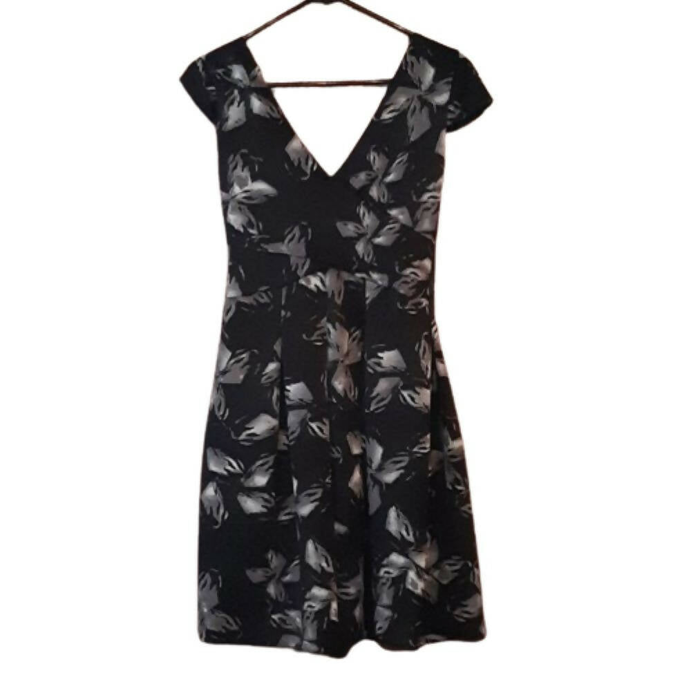 Halston Heritage Floral A-Line Dress - Floral - Black Multi