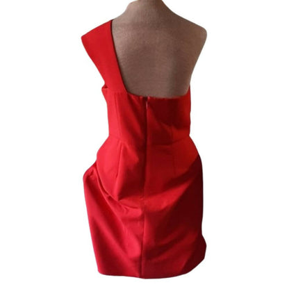 BCBG Maxazria Single Shoulder Cocktail Dress - /Red