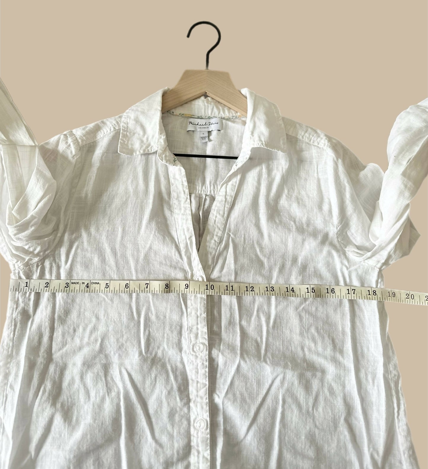 Michael Stars Joanna Lightweight Button Down Shirt - White