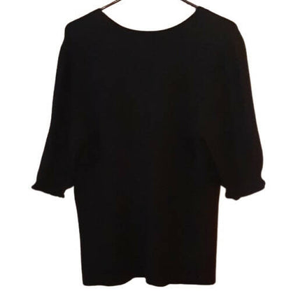 Lilla P Quarter Sleeve V-Neck Sweater - Black