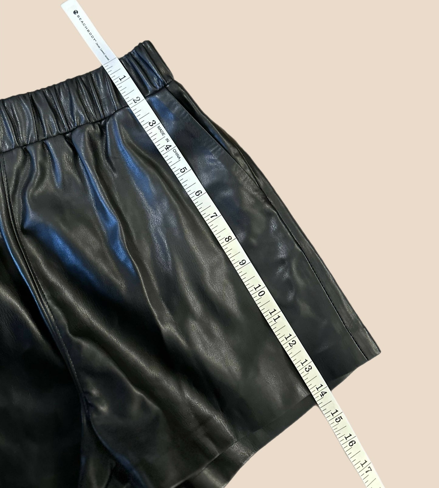 BLANKNYC Elastic Waist Vegan Leather Record Breaker Shorts - Black