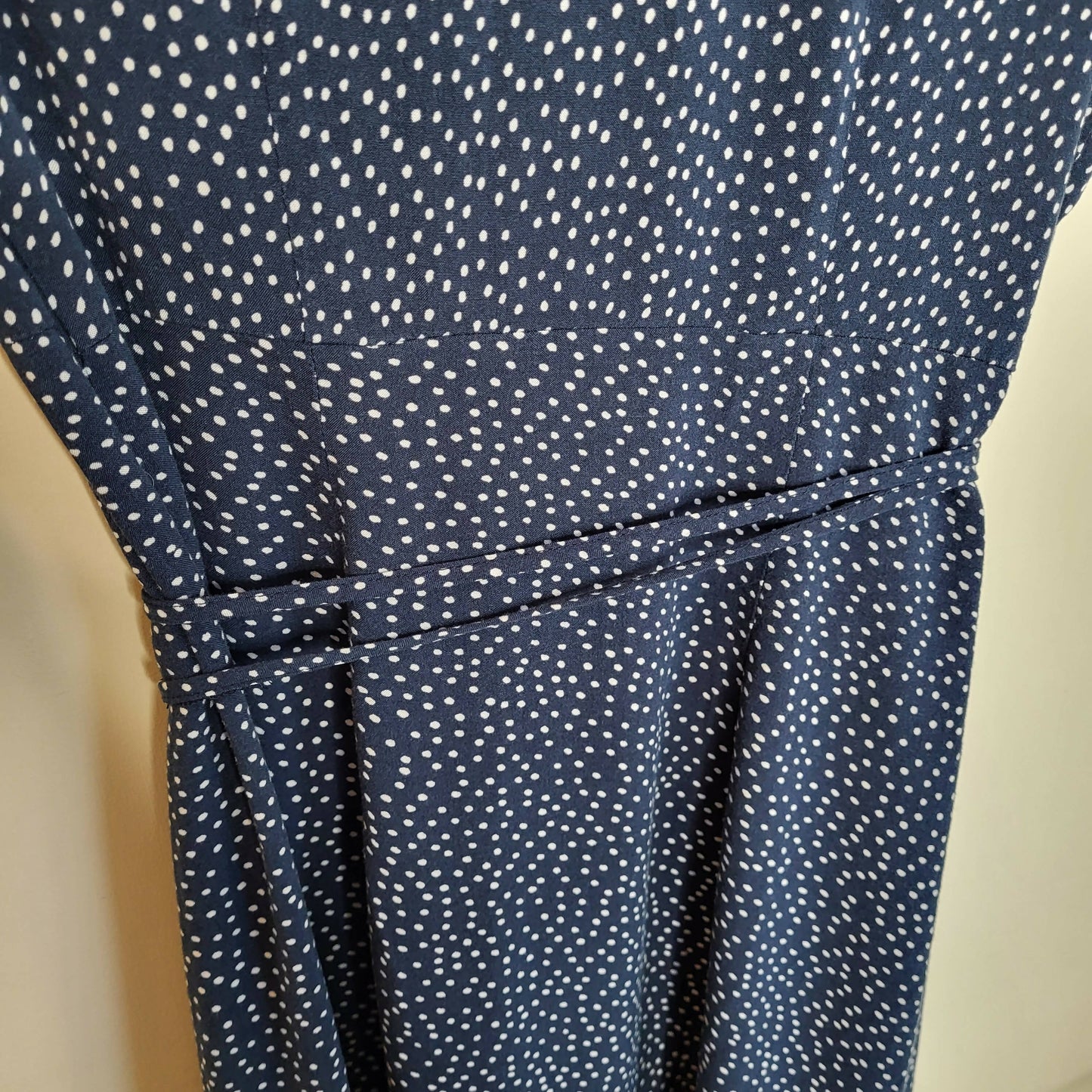 Nom Maternity Maternity Short Sleeve Wrap Hi-Lo Dress - Polka Dot - Navy Multi