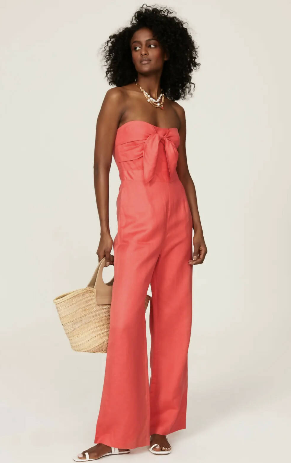 Amanda Uprichard Strapless Jumpsuit with Bow