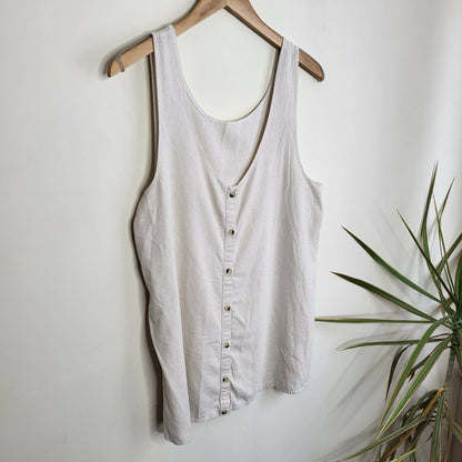 LACAUSA Upcycled Sleeveless Raw Hem Silk Tunic - /White