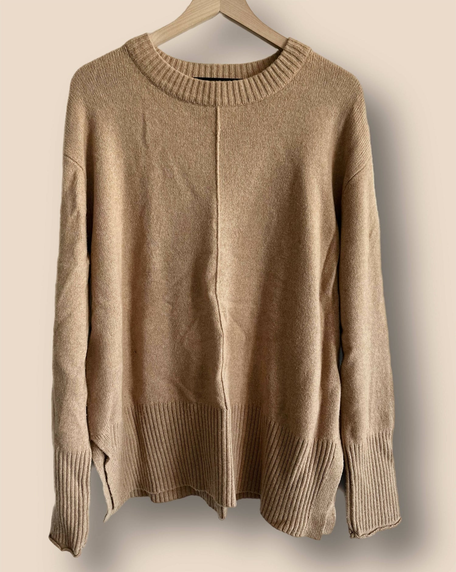 Brass Side Slits Long Sleeve Brene Sweater - /Brown