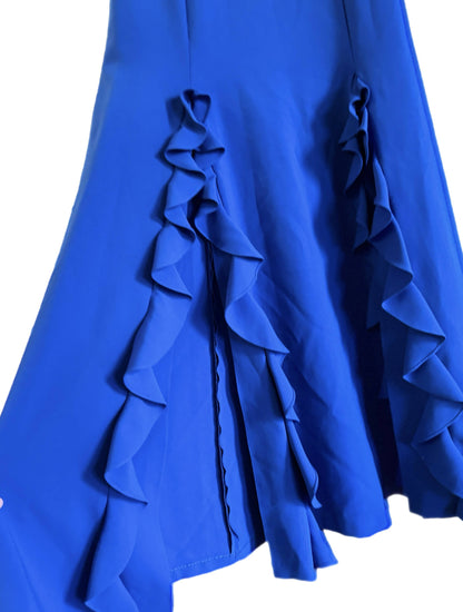 Sachin &amp; Babi Noir Keyhole Ruffle Trim Royal Blue Dress