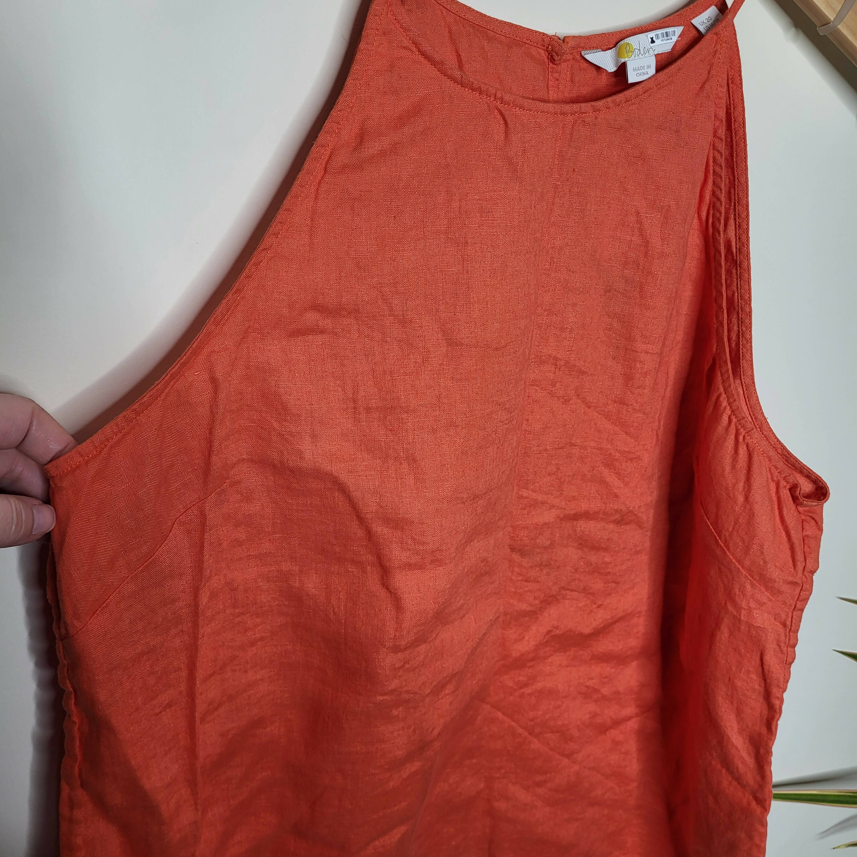 Boden Strappy Halterneck Linen Top - /Orange