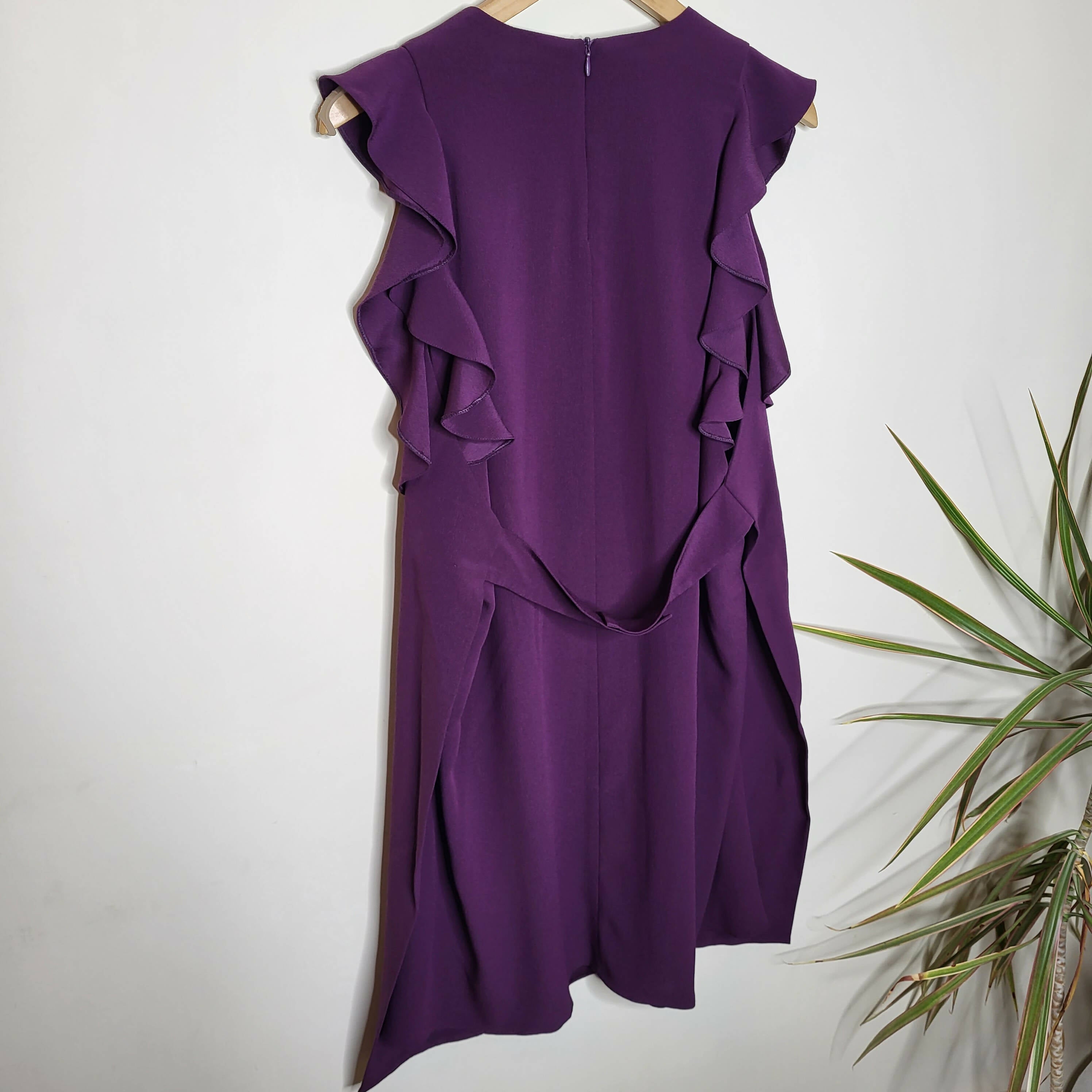 Carven Sleeveless Ruffle Accent Dress - Purple