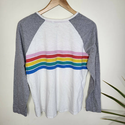 Boden Lorna Baseball Jersey Tee - Stripes - White Multi/Multi Placement Stripe